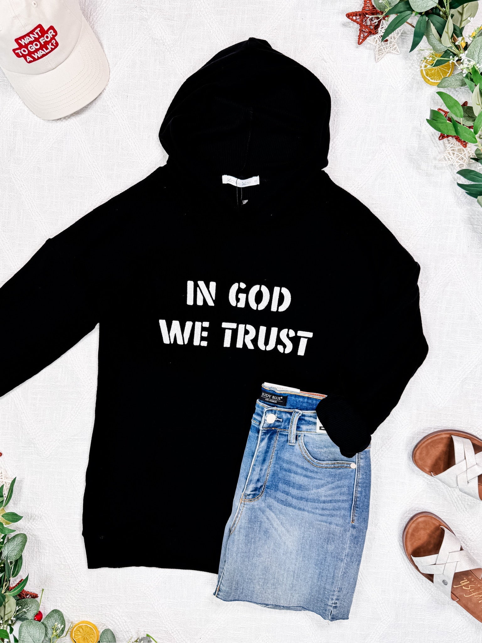 Corrine Embroidered Hoodie - In God We Trust